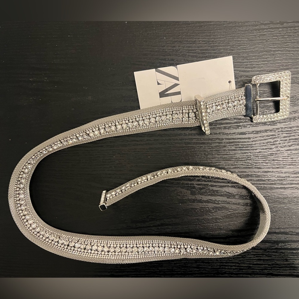 NEW Rhinestone silver belt, 80 - Picture 2 of 4